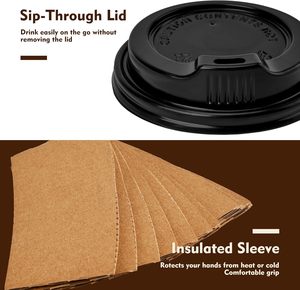 Gobelets en papier personnalisés jetables de 16 oz, 12 oz et 8 oz avec couvercles imprimés avec logo pour boissons chaudes et froides, gobelets à café et à thé en papier à double paroi - Product Image 4