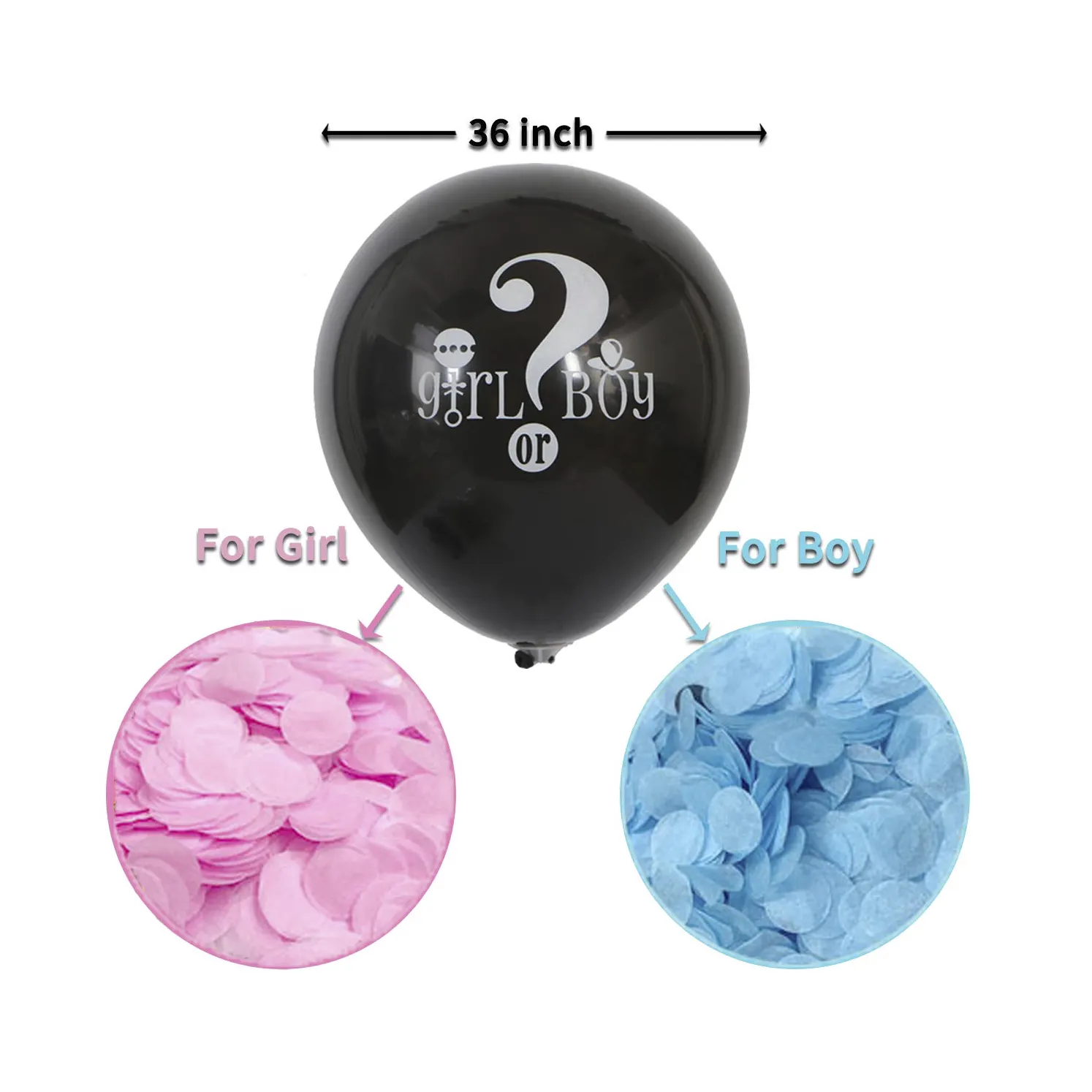 पार्टी की आपूर्ति सजावट 36 ''लड़की या लड़का काले Globos बच्चे के लिंग प्रकट कंफ़ेद्दी गुब्बारा