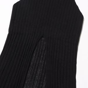 OUDINA Slim Sexy tricot <span class=keywords><strong>pull</strong></span> col haut <span class=keywords><strong>sans</strong></span> manches fendu chandails pour femmes solide décontracté femmes chandails - Product Image 6