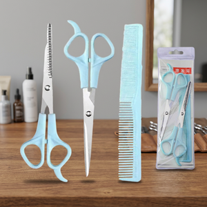 Ciseaux de coiffure pour enfants et adultes à bas prix, ciseaux de coupe pour la coiffure à domicile avec peigne, lame en acier inoxydable pour bébé - Product Image 3