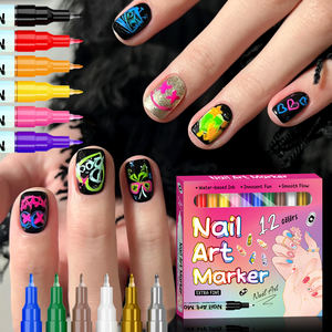 12 Farben Nail Art Stifte Set, Nail Art Marker Polierstifte für 3D Nageldesign, Zeichen- und Malstifte für DIY Nagelkunst - Product Image 1