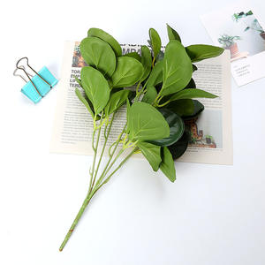 מפעל ישיר 5 מזלגות ירוק עלה שיחים מלאכותי ירוק צמח עלים למכירה - Product Image 4