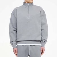 Sweat-shirt à col zippé surdimensionné pour homme avec logo personnalisé, couleur unie, style streetwear, sans poches, vêtements de sport