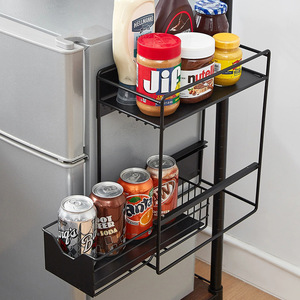 Organisateur de réfrigérateur à 3 niveaux, support de rangement magnétique suspendu pour condiments et boissons de cuisine - Product Image 3