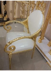 Sedie da banchetto nuziali in alluminio bianco oro stile barocco italiano OE-FASHION, utilizzabili anche come sedie da tempo libero per ristoranti e salotti. - Product Image 4
