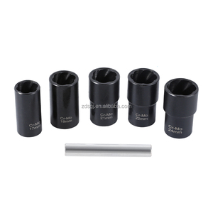 Juego de extractor de tuercas de bloqueo de 6 piezas, extractor de pernos de rueda de acero al carbono, herramientas de reparación de enchufes 17/19/21/22/24mm, Tuercas peladas/oxidadas para - Product Image 3