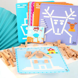 Vente en gros de puzzles de forme en bois et de jouets assortis de géométrie style dessin animé <span class=keywords><strong>Montessori</strong></span> blocs éducatifs pour enfants - Product Image 3