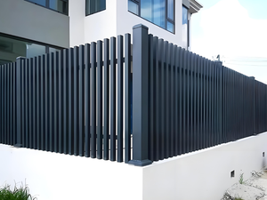 Clôture de jardin moderne en alliage d'aluminium noir à lame verticale 3D, revêtement poudré, personnalisable, anti-rongeurs, modélisation 3D – Offre Spéciale - Product Image 2