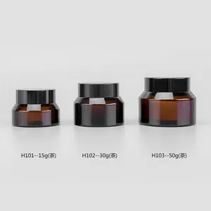 Nhà Cung Cấp Trung Quốc 15Ml 30Ml 50Ml Tùy Chỉnh Hổ Phách Mỹ Phẩm Khuôn Mặt Thủy Tinh Kem Jar