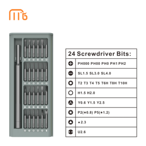Kit de tournevis magnétique multifonction à manche en acier de 24 pièces avec options OEM de qualité DIY pour la réparation d'ordinateurs domestiques - Product Image 2