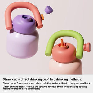 Bình nước di động mới dành cho nữ, có cốc cách nhiệt dung tích lớn và cốc bụng lớn - Product Image 4