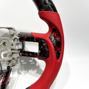 Volant en fibre de carbone forgée rouge avec cuir perforé pour <span class=keywords><strong>Ford</strong></span> Mustang 2015 2016 2018 2020 <span class=keywords><strong>2023</strong></span> - Pièces automobiles en dropshipping - Product Image 2