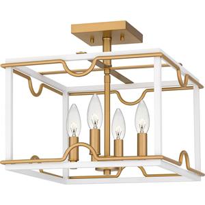 Lámpara de Techo Semi-Pendiente Moderna de Latón y Cristal Blanco con Diseño de Tulipán, Iluminación Atractiva para Hoteles, Espacios Especiales y Áreas de Ocio - Product Image 3