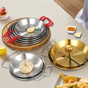 Assiette à salade de pâtes aux fruits de haute qualité <span class=keywords><strong>cuisson</strong></span> en acier inoxydable marmite fruits de mer Paella Pan avec deux poignées - Product Image 5
