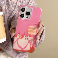 Coque rigide antichoc en TPU IMD de qualité supérieure avec motif de chat rose pour 16/15/17