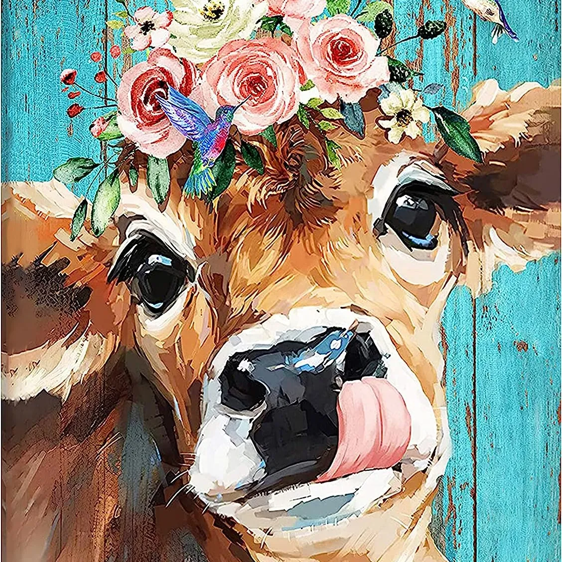 Diamond Painting Kits for Adults Kids DIY 5D Diamond Art Paint with Round Diamonds Full Drill Cow Gem Art Painting Kit for Home