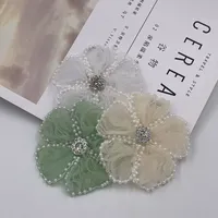 Mode 3D strass perle fleur patchs perlé maille garnitures robe de mariée garnitures de mariée Appliques