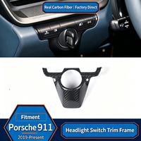 Couverture de cadre de commutateur de réglage des phares en fibre de carbone sèche pour Porsche 911, accessoires de protection intérieurs