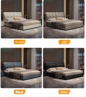 Ensemble de lit en cuir design, lit king size italien moderne à capitonnage quadrillé pour résidence de luxe