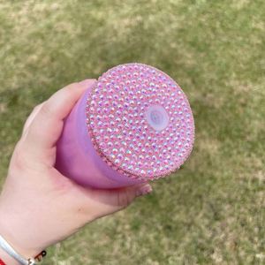 Leak Proof Colorful Shiny Rhinestone Bedazzled Bling Luxury 16oz pp Lids for 12oz 15oz <b>Double</b> <b>Wall</b> Snow Globe Glass Can - Product Image 4