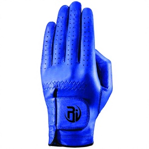 Guantes de Golf Deportivos Profesionales de Cuero Genuino Azul, con Cierre de Gancho y Bucle, Antideslizantes, Elásticos y Duraderos, para Unisex - Product Image 2