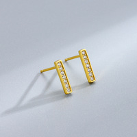 Moderne Gold Vermeil 925 Silber Pavé Stab-Ohrstecker S925 Silber Vertikale Zirkon Ohrstecker