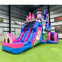 Château gonflable Princesse avec toboggan, thème licorne, pour filles