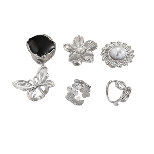 Nouvelles bagues géométriques de luxe léger exagérées, design personnalisé, ensemble de bagues en alliage pour femmes, bijoux à la mode, vente en gros - Product Image 6