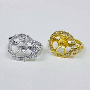 ขาตั้งแหวนเงินแท้ S925 รุ่น 10616DIY พร้อมลูกปัดกลมขนาด 6-7 มม. ประดับด้วยขาตั้งเปล่าคู่สำหรับใส่ไข่มุก  อุปกรณ์เสริมสำหรับเครื่องประดับ - Product Image 2