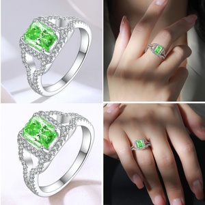 Bague en Argent 925 avec Zirconium à Haute Teneur en Carbone, Coupe Flamme Fleur de Glace, Pierre CZ Éblouissante, Bande de Luxe Tendance - Product Image 4