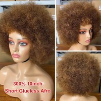 Perruque Afro Kinky Bouclée Pas Chère avec Frange, Entièrement Faite à la Machine, Sans Lacet, Vente en Gros, Courte Pixie, Sans Colle, Cheveux Humains, Fournisseur