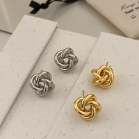 Anting-anting Retro Gaya Prancis yang Elegan, Desain Terpilin Mewah, Anting-anting Statement Desain Unik, Aksesoris Telinga Sederhana untuk Wanita