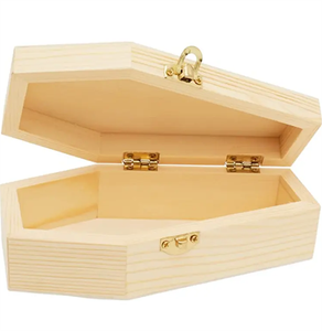 Caja de decoración FactoryHalloween, ataúd para mascotas, ataúd grande de madera sin terminar para decoraciones, descuento - Product Image 5