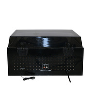 Tourne-disque rétro en bois avec lecteur de cassette analogique AM/FM, affichage numérique, haut-parleur stéréo intégré, double lecteur de CD et enregistreur