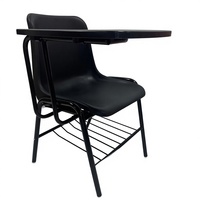 Chaise de formation empilable moderne avec tablette d'écriture et structure en métal, construction en plastique PP