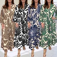 2025 Autumn <strong>Best</strong> <strong>Selling</strong> New <strong>European</strong> American Maxi-Length Chiffon <strong>Dress</strong> for Women Printed Loose Casual Easy Match Skirt