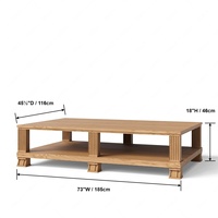 Étagère de rangement à deux niveaux, table basse en bois massif sur mesure, table de salon intérieure