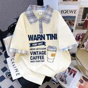 Camiseta Polo a Cuadros Beige <span class=keywords><strong>para</strong></span> <span class=keywords><strong>Niñas</strong></span>, con Estampado <span class=keywords><strong>de</strong></span> Gato <span class=keywords><strong>de</strong></span> Dibujos Animados, Manga Corta, Informal, Transpirable, <span class=keywords><strong>de</strong></span> Algodón Tejido, <span class=keywords><strong>para</strong></span> <span class=keywords><strong>Niñas</strong></span> Pequeñas y <span class=keywords><strong>Niñas</strong></span> Grandes - Product Image 4