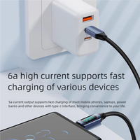 Kabel Pengisian Cepat 120W 6A USB/Type-C Berbahan Nilon Kepang untuk Ponsel