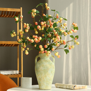 Bouquet de fleurs artificielles Yihua Floral Art, pommes et baies, 64 cm, fleurs en soie, décoration d'intérieur, style moderne et simple - Product Image 2