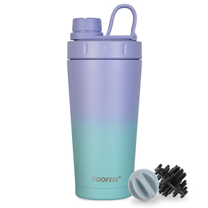 Bouteille shaker sport isotherme en acier inoxydable 600 ml, corps droit, durable, écologique, sans BPA, avec logo personnalisé, pour protéines - Product Image 1