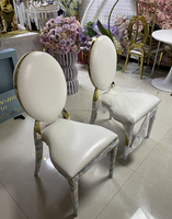 Vente en gros Hôtel Réception Chaise empilable en acier inoxydable en cuir PU or Chaises de salle à manger de mariage