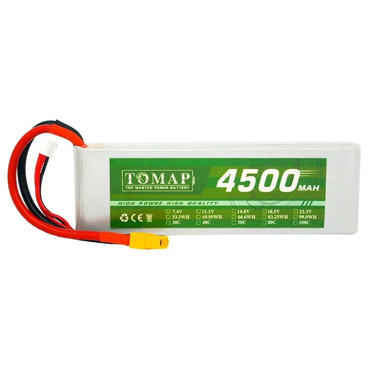 OEM High Rate RC Hobby 30C 40C 50C 100C Lithium Polymer Bateria 4500Mah 1S 2S 3S 4S 5S 6S Xt60 Lipo Battery For Drone