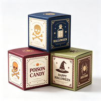 Ensemble de boîtes à dragées d'Halloween personnalisées en papier kraft écologique, expédition rapide en 72h, emballage de bonbons de fête en carton imperméable