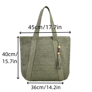 Le donne all'ingrosso si abbinano alla borsa Tote di grande capacità <span class=keywords><strong>monospalla</strong></span>, borsa da spiaggia in paglia, perfetta per le uscite estive e al mare - Product Image 3
