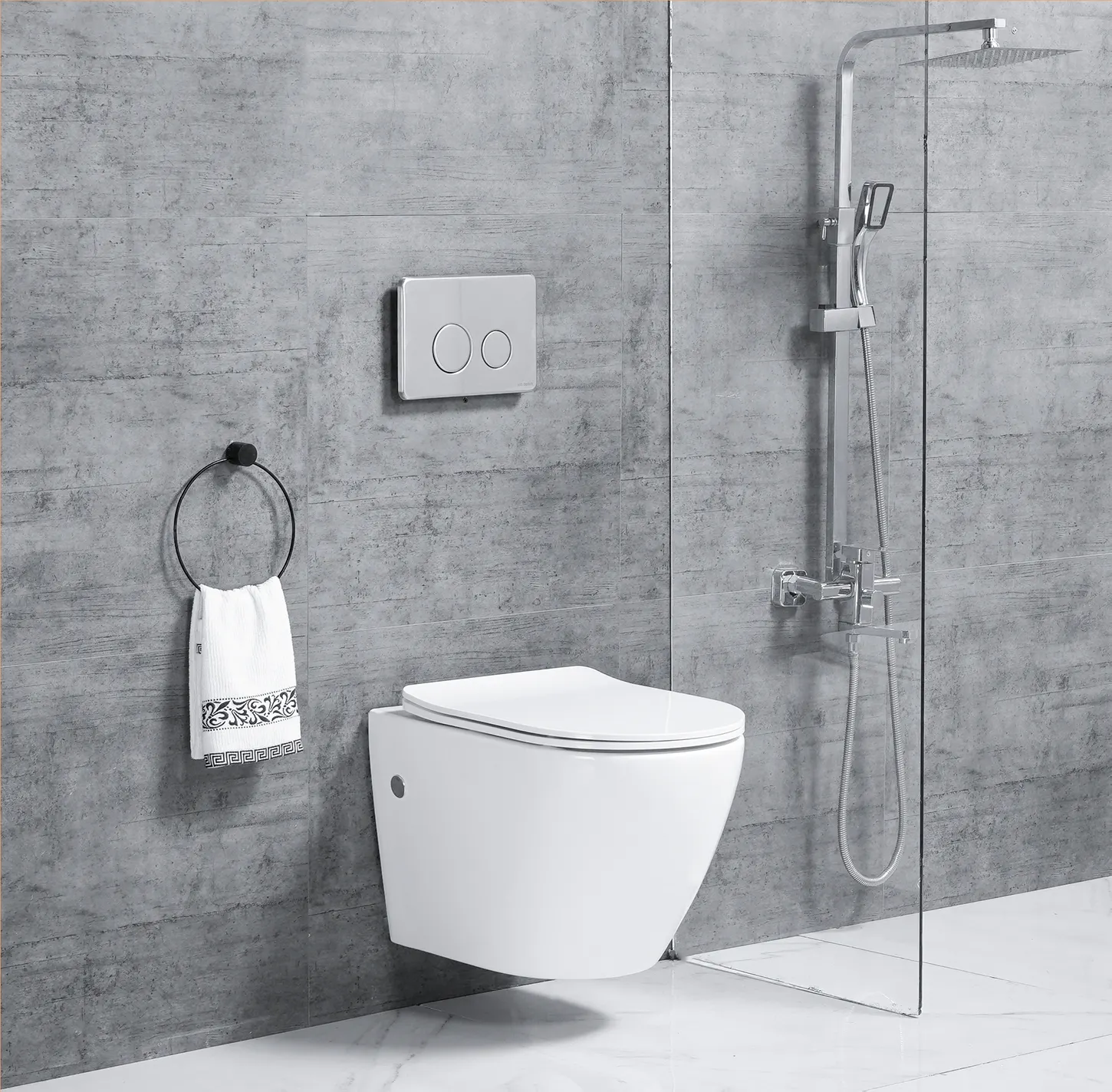 High Quality Standard Wall Hung Toilets Sanitary Ware Concealed Tank Modern Design Rimless Flushing