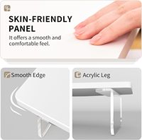 Support d'écran double à 2 niveaux en bois avec tiroir et pieds en acrylique pour étagère de bureau avec organisateur de rangement