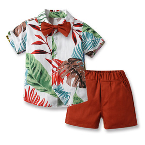 Ensemble d'été pour enfants style plage - Ensemble léger et élégant pour garçons avec chemise florale et short <span class=keywords><strong>de</strong></span> plage - Product Image 4