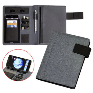 A5 <strong>Smart</strong> Tech Wireless Charging Usb Cable PU Leather Business <strong>Folder</strong> with Power Bank - Product Image 3