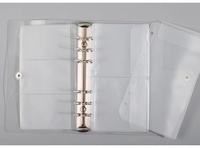 Classeurs à anneaux A5/A6 économiques en gros, avec pochettes en PVC à fermeture éclair, couverture transparente, style cuir et papier, reliure rigide